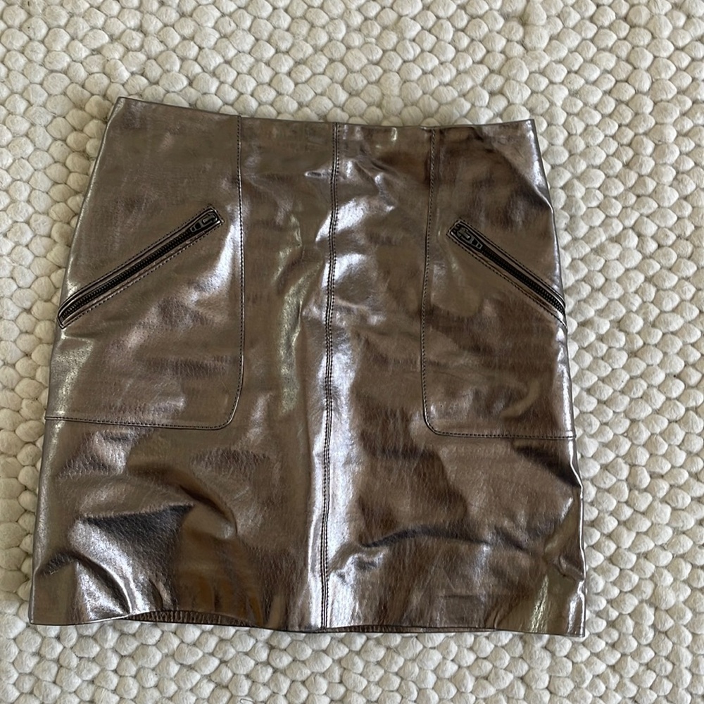 Blank NYC metal real leather mini skirt 24 - Picture 2 of 3